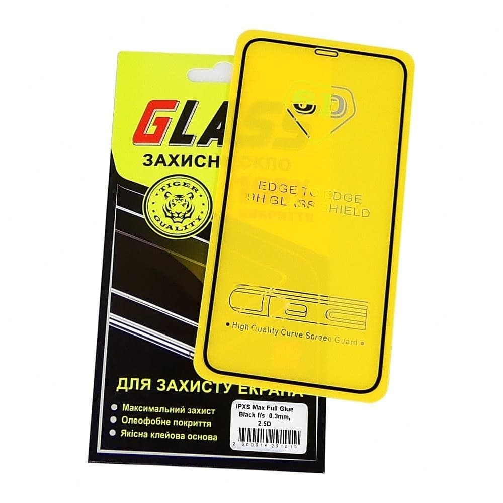 Захисне скло Apple iPhone 11 Pro Max, iPhone XS Max, чорне, 0.3 мм, 2.5D, iNobi, Full Glue, клей на усій поверхні, сумісне з чохлом | Закаленное защитное стекло