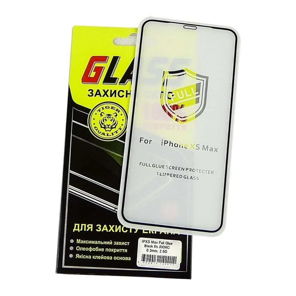 Захисне скло Apple iPhone 11 Pro Max, iPhone XS Max, чорне, Люкс, 0.25 мм, 2.5D, iNobi, Full Glue, клей на усій поверхні, сумісне з чохлом | Закаленное защитное стекло