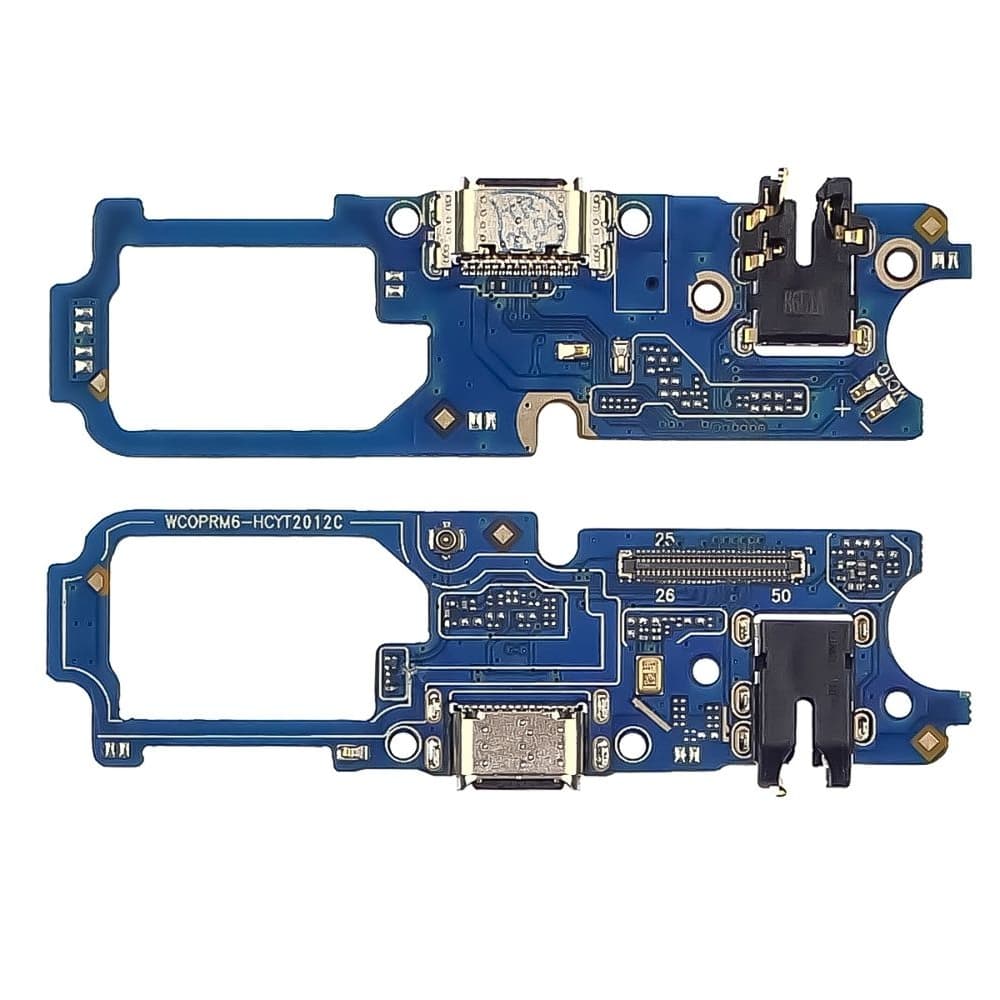Плата зарядки Realme 6, RMX2001, шлейф коннектора зарядки, коннектора наушников, с микрофоном, High Copy
