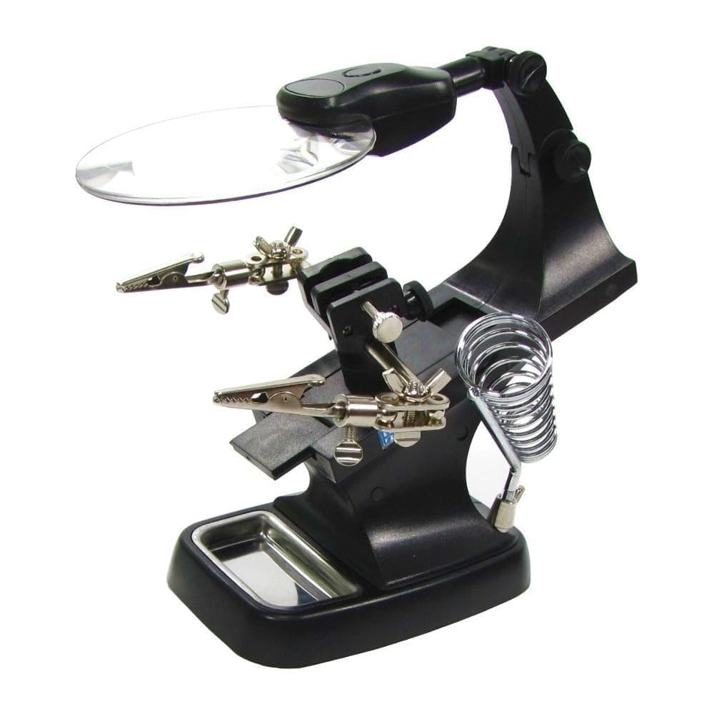 Тримач плат AIDA TH-7023, с линзой, подсветкой и подставкой под паяльник | держатель