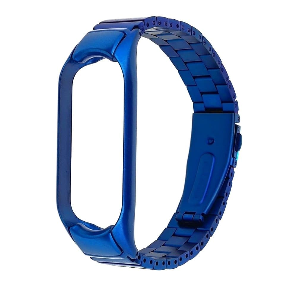 Ремешок Xiaomi Mi Band 5, Mi Band 6, металлический, блочный, синій