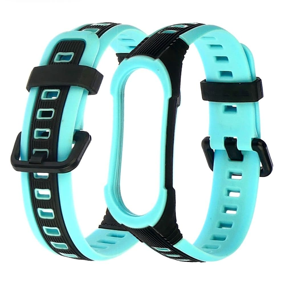 Ремешок Xiaomi Mi Band 3, Mi Band 4, Mi Band 5, Mi Band 6, силиконовый, Sport, чорний, голубой