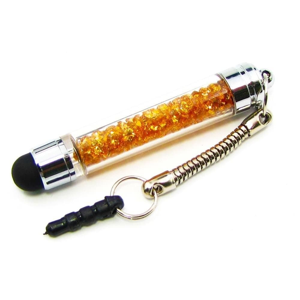 Стилус-брелок емкостный, с золотистыми кристаллами