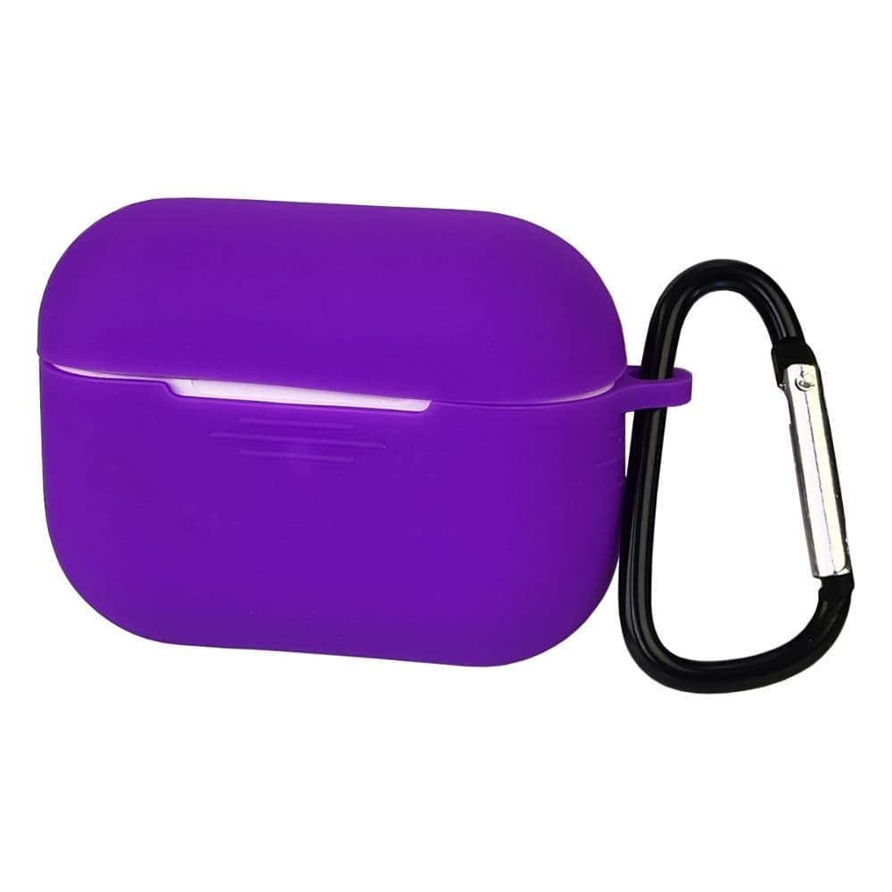 Чехол силиконовый с карабином для Apple AirPods Pro, фіолетовий