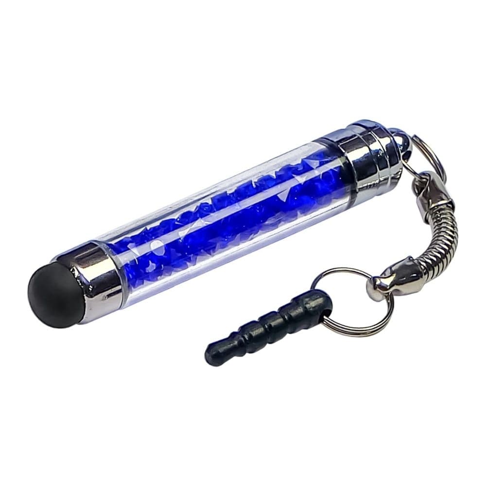 Стилус-брелок емкостный, с синими кристаллами