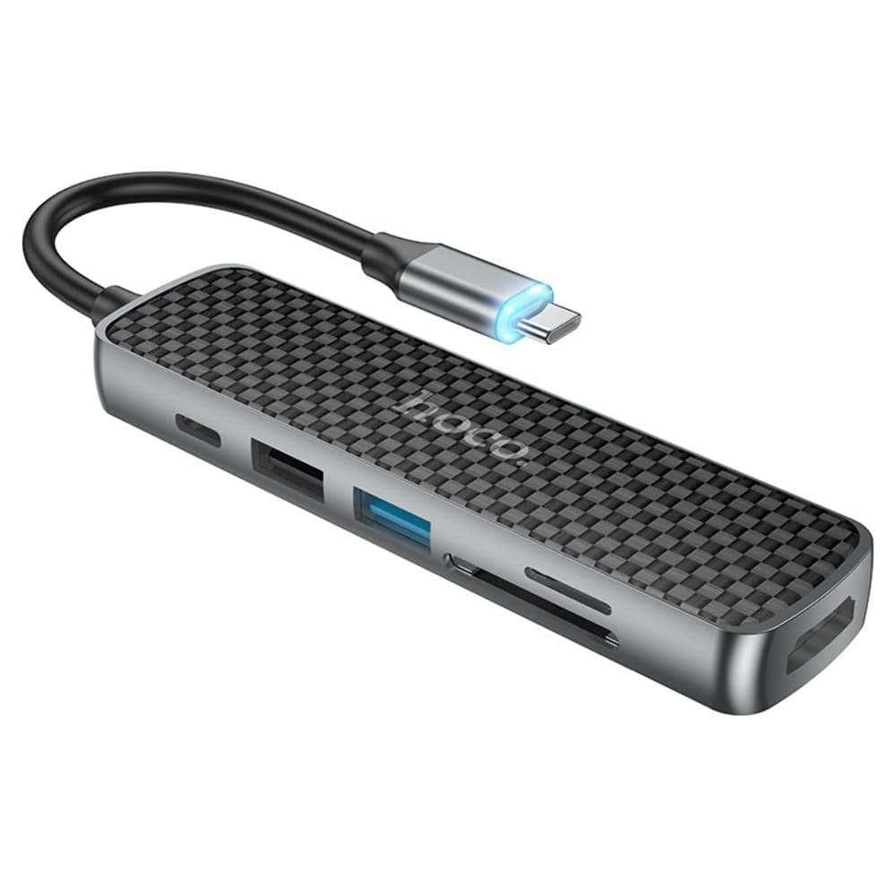 ������������� ��� Hoco HB24, 6 � 1, Type-C �� USB 3.0 (F)/ USB 2.0 (F)/ HDMI (F)/ Type-C (F)/ SD/ TF Power Delivery (60 ��) 0.135m