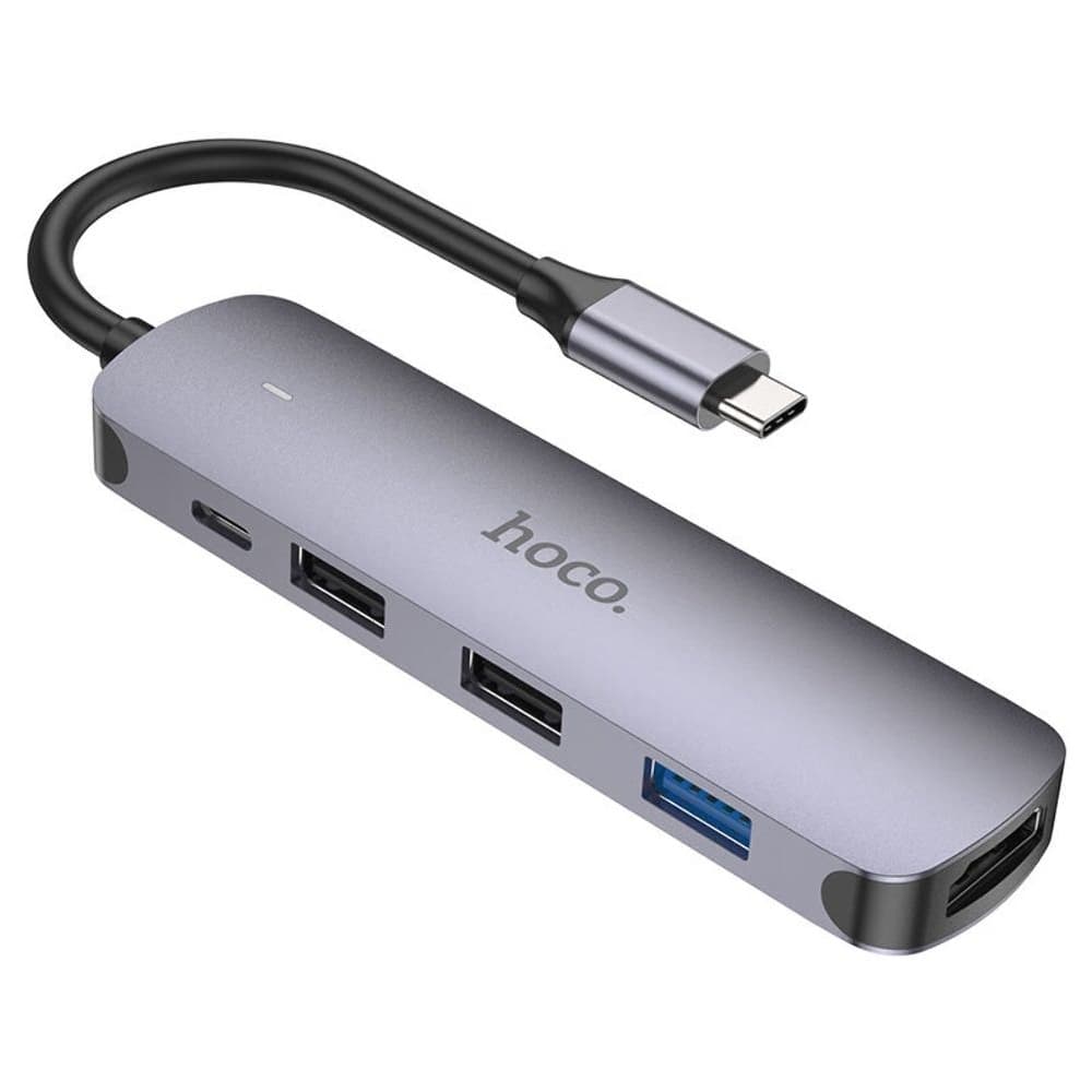 ������������� Hoco HB27, Type-C - USB 3.0 (F), 2 USB 2.0 (F), HDMI (F), Type-C (F), Power Delivery (60 ��), 13 ��, ����������� | USB-���