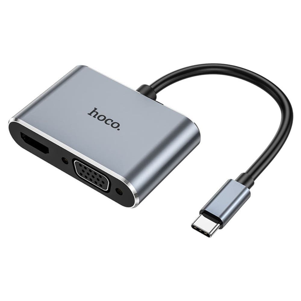 ������������� ��� Hoco HB30, 4 � 1, Type-C �� USB 3.0 (F)/ VGA (F)/ Type-C (F), Power Delivery (100 ��), 15 ��, ����