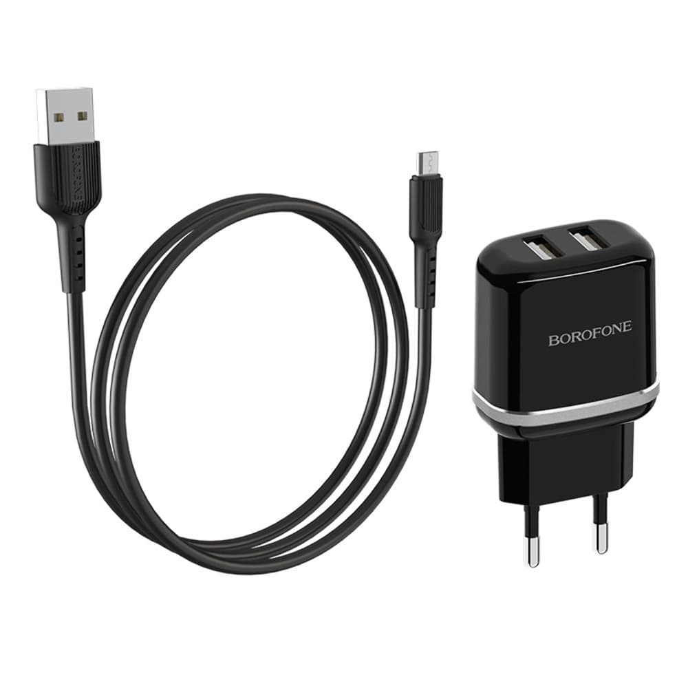 ������� �������� ���������� Borofone BA25A, 2 USB, 2.4 �, � ������� Micro-USB, ������