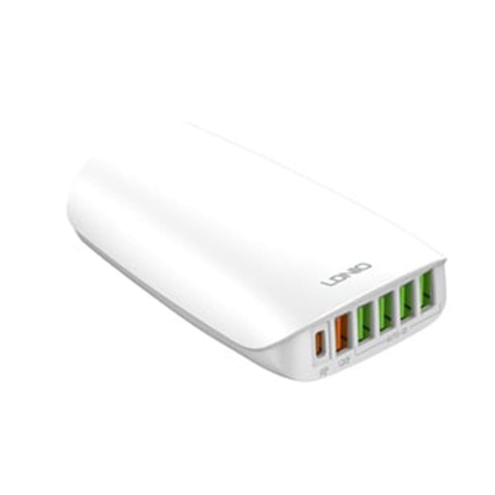 ������� �������� ���������� Ldnio A6573C, 5 USB, 1 Type-C, Quick Charge, Power Delivery, 65 ��, �����