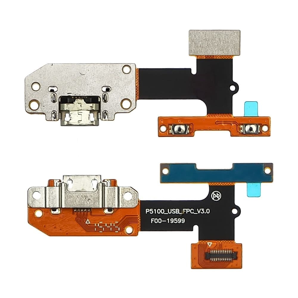 Плата зарядки Lenovo P5100 Yoga Tab 3, шлейф коннектора зарядки, со шлейфом боковых кнопок, High Copy