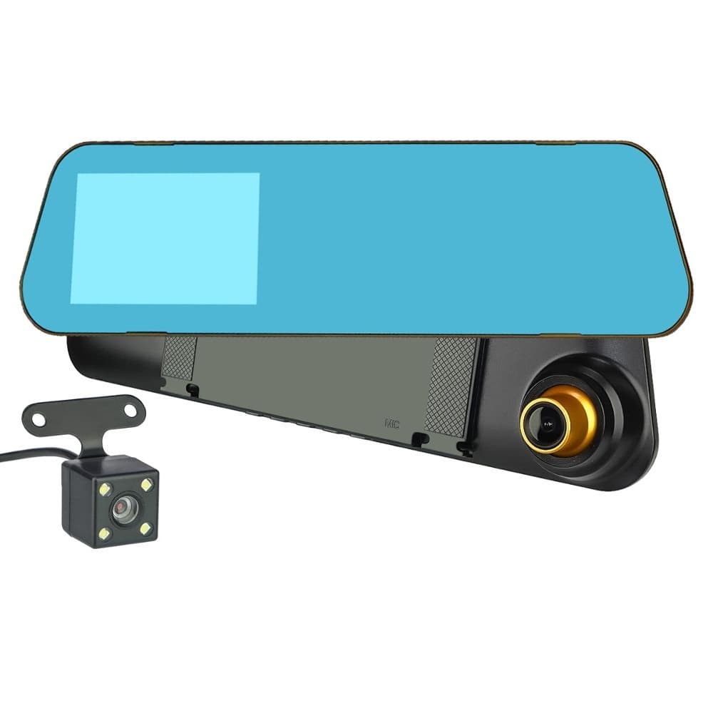 Зеркало-видеорегистратор V6 (A70) T1 FHD 1080P, LCD 4.3", TF card 32 Gb/Class 10 c камерой заднего вида