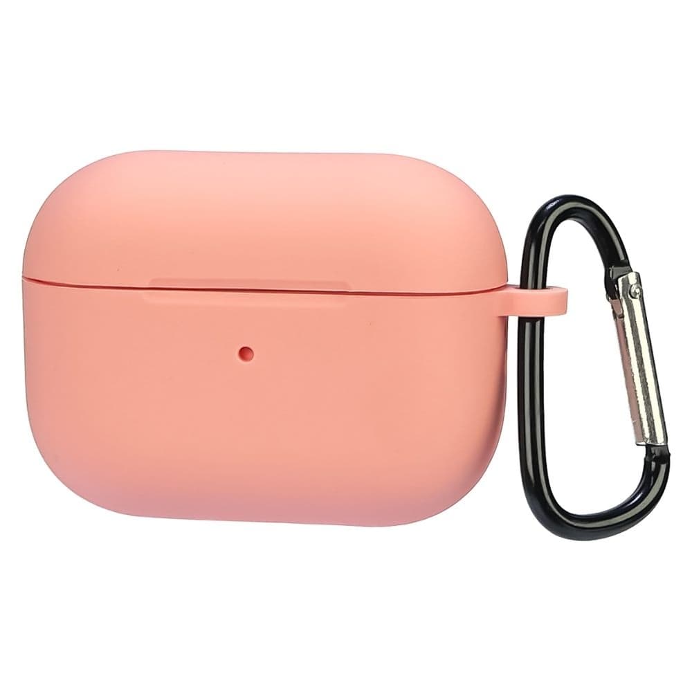 Чехол силиконовый с карабином Apple AirPods Pro 2, рожевий, Люкс