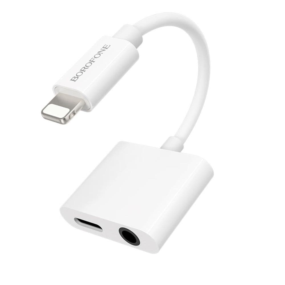 ������� ���������� Borofone BV12, 2 � 1, ����� ��������� Lightning to Jack 3.5 (F)/ Lightning (F), 12 ��, �����