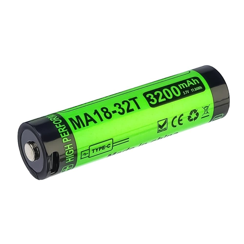 ���������� 18650, Li-ion, 3200 mAh, 3.7 V, 8A, � ������� � Type-C | ���, �������, �����������