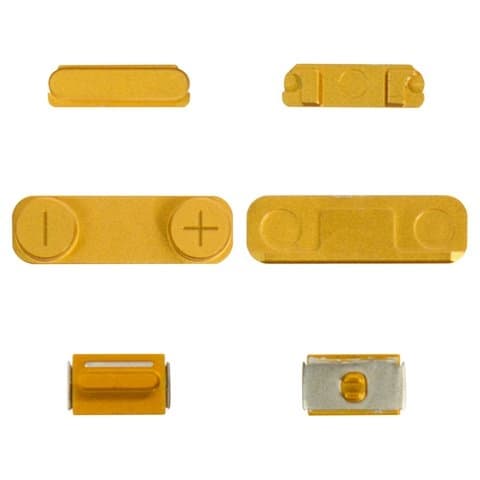 Пластик боковых кнопок корпуса Apple iPhone 5, золотистий, повний комплект, Original (PRC), (кнопка, накладка)