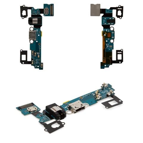 Плата зарядки Samsung SM-A700 Galaxy A7, шлейф коннектора зарядки, коннектора наушников, с микрофоном, с сенсорными кнопками