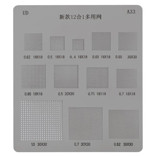 ������������� BGA-�������� A33, ��� 0.65 ��, ��� 0.5 ��, ��� 1.0 ��, ��� 0.4 ��, ��� 0.62 ��, ��� 0.75 ��, ��� 0.7 ��, ��� 0.85 ��