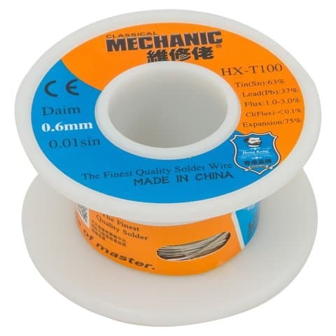 ������ Mechanic HX-T100, Sn 63%, Pb 37%, ���� 1-3%, 0.6 ��, 50 �