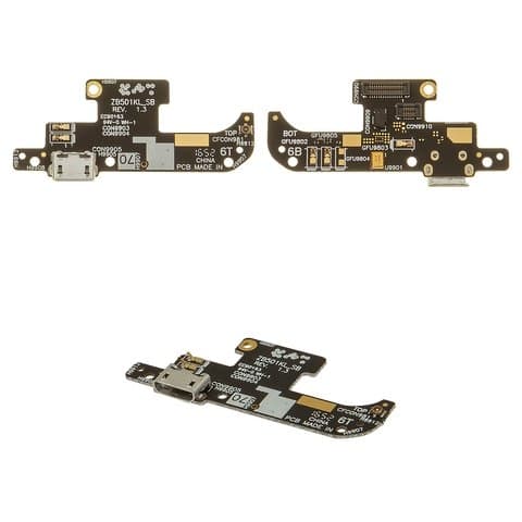 Плата зарядки Asus Zenfone Live (ZB501KL), шлейф коннектора зарядки, с микрофоном