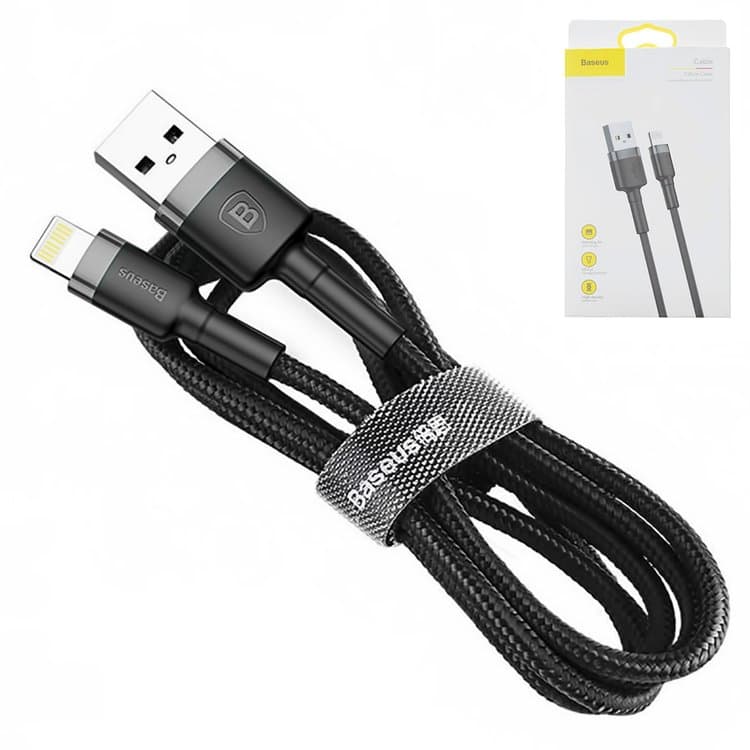 USB-������ Baseus, Lightning, 100 ��, � ���������� �������, 2.4 �, ������, CALKLF-BG1