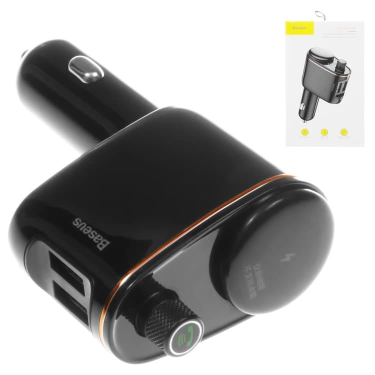 FM-����������� Baseus S-06, ������, � �������, � ��������, � Bluetooth, c ������������� ��������, 12 �, (2 USB ������ 5� 1�/2,4�) | FM-���������