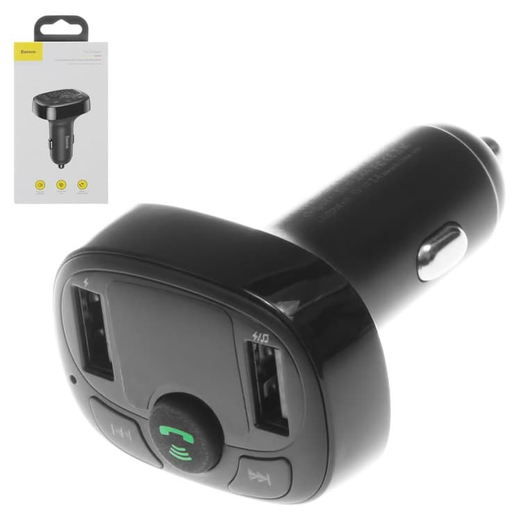 FM-����������� Baseus S-09A, ������, � �������, � ��������, � Bluetooth, USB ���-A, 2 �����, 12-24 B | FM-���������