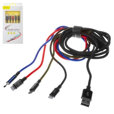 USB-������ Baseus Rapid Series, Type-C, micro-USB ���-B, Lightning, 120 ��, 3,5 �, ������, #CA1T4-A01