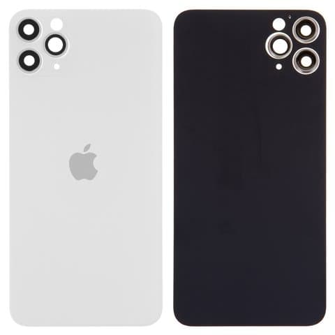 Задня кришка Apple iPhone 11 Pro Max, срібляста, біла, Matte Silver, із склом камери, small hole, Original (PRC) | корпус, крышка аккумулятора, АКБ, батареи
