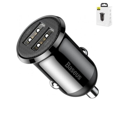 Автомобильний зарядний пристрій Baseus Grain Pro, 2 USB, 2.4 А), черное, CCALLP-01 | зарядка, зарядное устройство