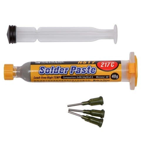 BGA-паста Mechanic NS17, Sn 96,5%, бессвинцовая, Ag 3%, Cu 0,5%, 217 °C, 40 г