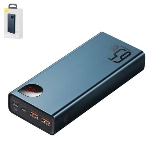 Power bank Baseus Adaman, 20000 mAh, с дисплеем, c кабелем, синій, Quick Charge, 65 Вт, #PPIMDA-D03