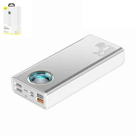 Power bank Baseus Amblight, 30000 mAh, с дисплеем, c кабелем, білий, Quick Charge, 65 Вт, #PPLG-A02