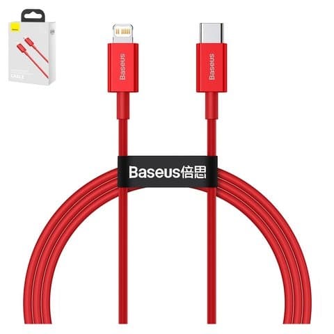 USB-кабель Baseus Superior, Type-C на Lightning, 100 см, силиконовый, красный, 20 Вт, #CATLYS-A09