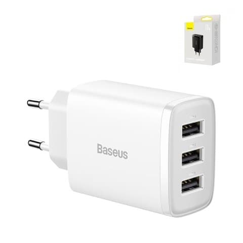 ������� �������� ���������� Baseus Compact Charger, 220 �, �����, USB ���-A, 17 ��, 3 �����, CCXJ020102