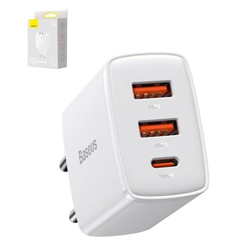 ������� �������� ���������� Baseus Compact, Quick Charge, 220 �, �����, USB Type-C, USB ���-A, 30 ��, 3 �����, CCXJ-E02