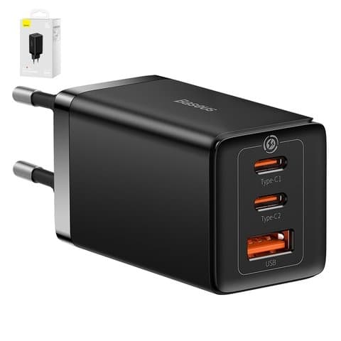 ������� �������� ���������� Baseus GaN5 Pro, 65 ��, Quick Charge, ������, c ������� USB ���-C � USB ���-C, 3 �����, #CCGP120201