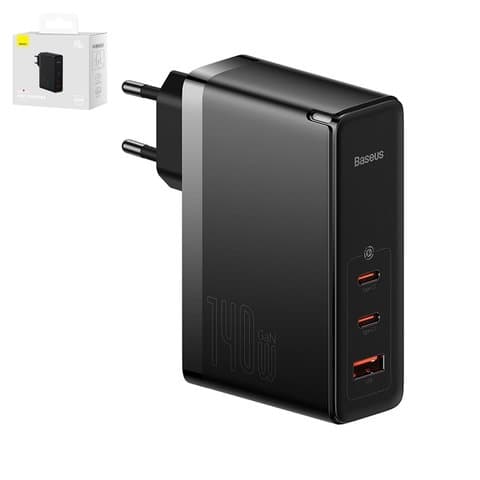 ������� �������� ���������� Baseus GaN5 Pro, 140 ��, Quick Charge, ������, c ������� USB ���-C � USB ���-C, 3 �����, #CCGP100201