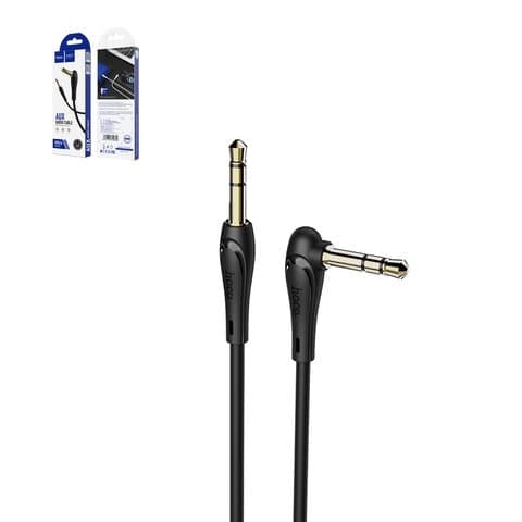 AUX-USB-кабель Hoco UPA14, TRS 3.5 мм, 100 см, чорний, Г-подібний, #6931474712844