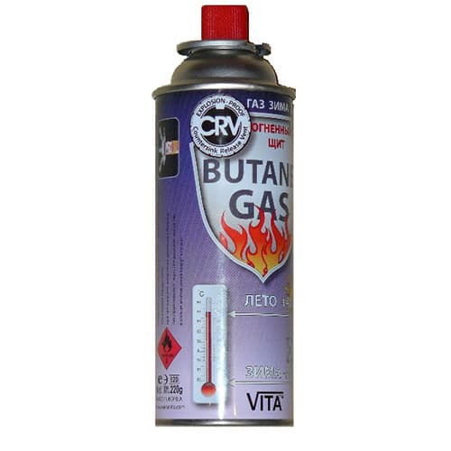 Газ в баллоне с креплением горелки-насадки и примусов, 220 грамм