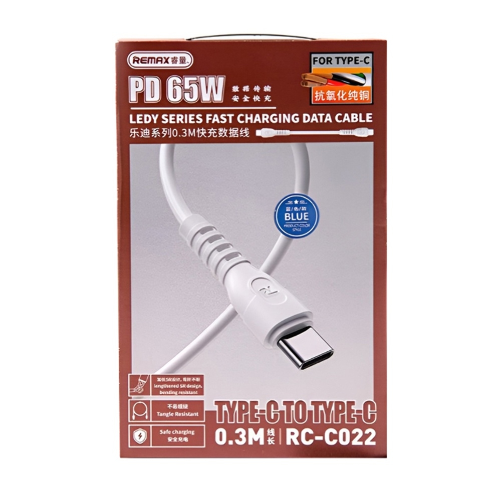 USB-������ Remax RC-C022, Type-C �� Type-C, Power Delivery (65 ��), 30 ��, �����