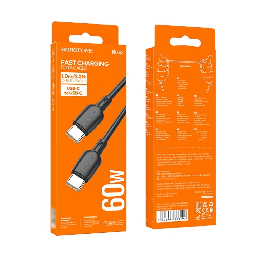 USB-������ Borofone BX93, Type-C �� Type-C, Power Delivery (60 ��), 100 ��, ������
