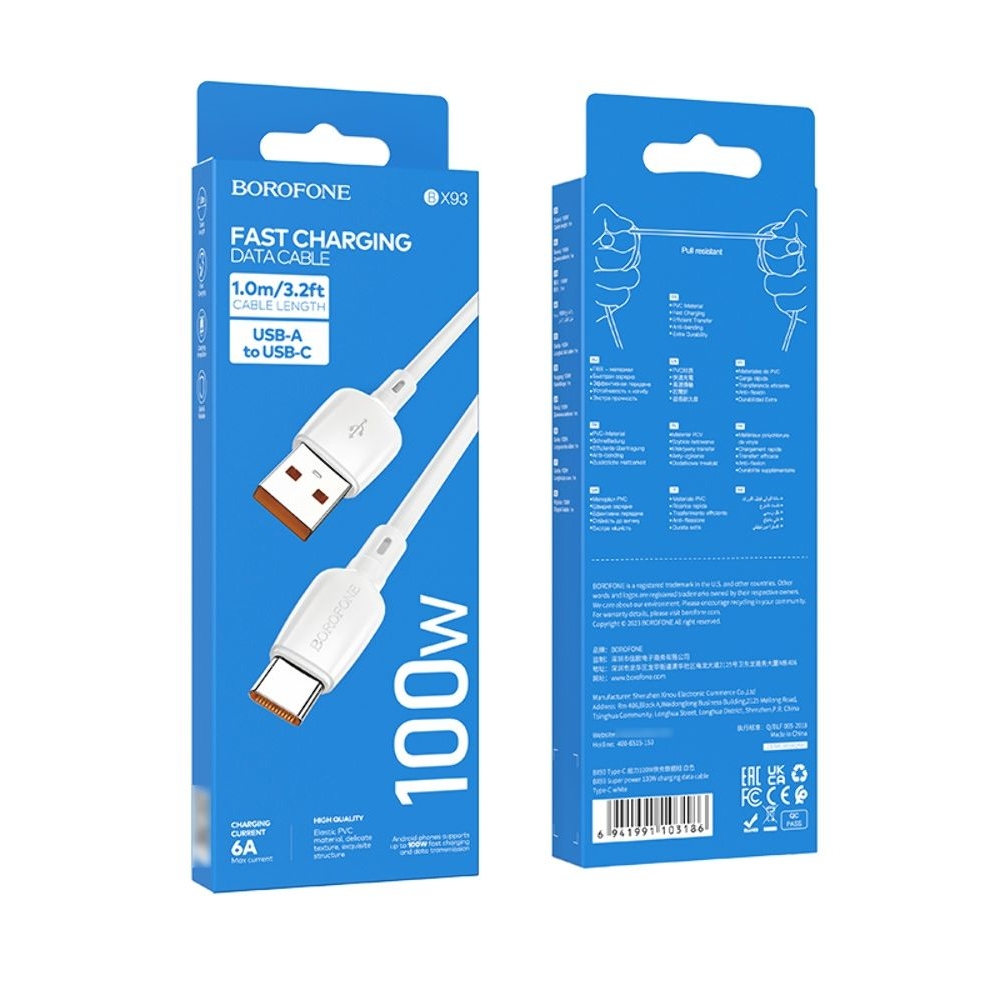 USB-������ Borofone BX93, USB �� Type-C, Power Delivery (100 ��), 100 ��, ����