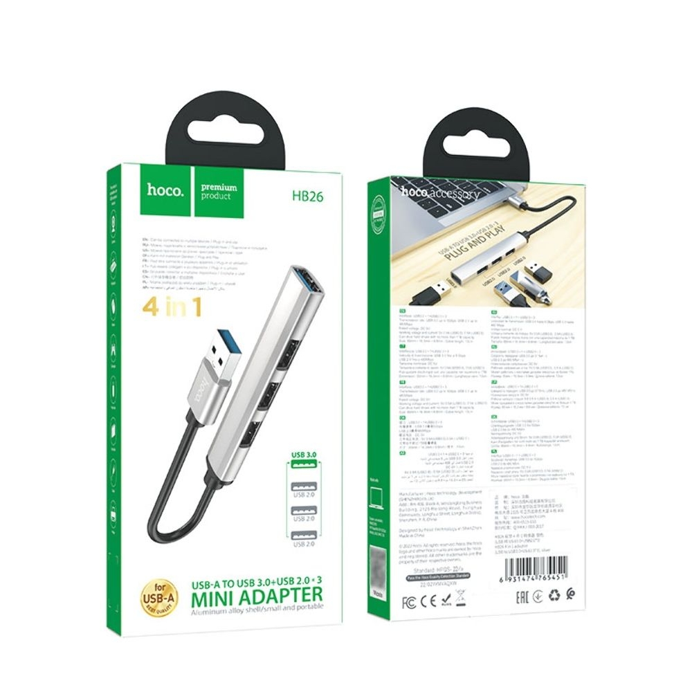 ������������� ��� Hoco HB26 4�1 USB �� USB 3.0 (F), 3 USB 2.0 (F) 0.13m, �����������