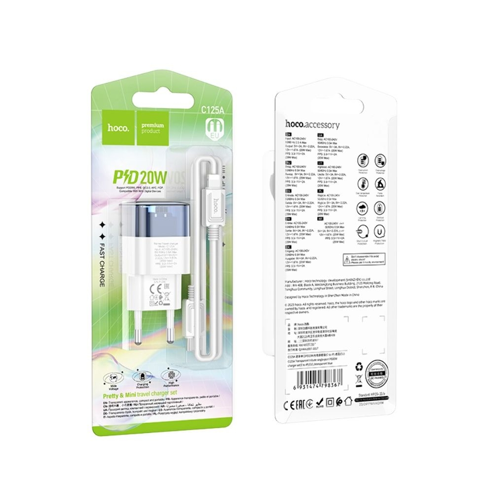 ������� �������� ���������� Hoco C125A, Type-C, �����, � ������� Type-C �� Lightning