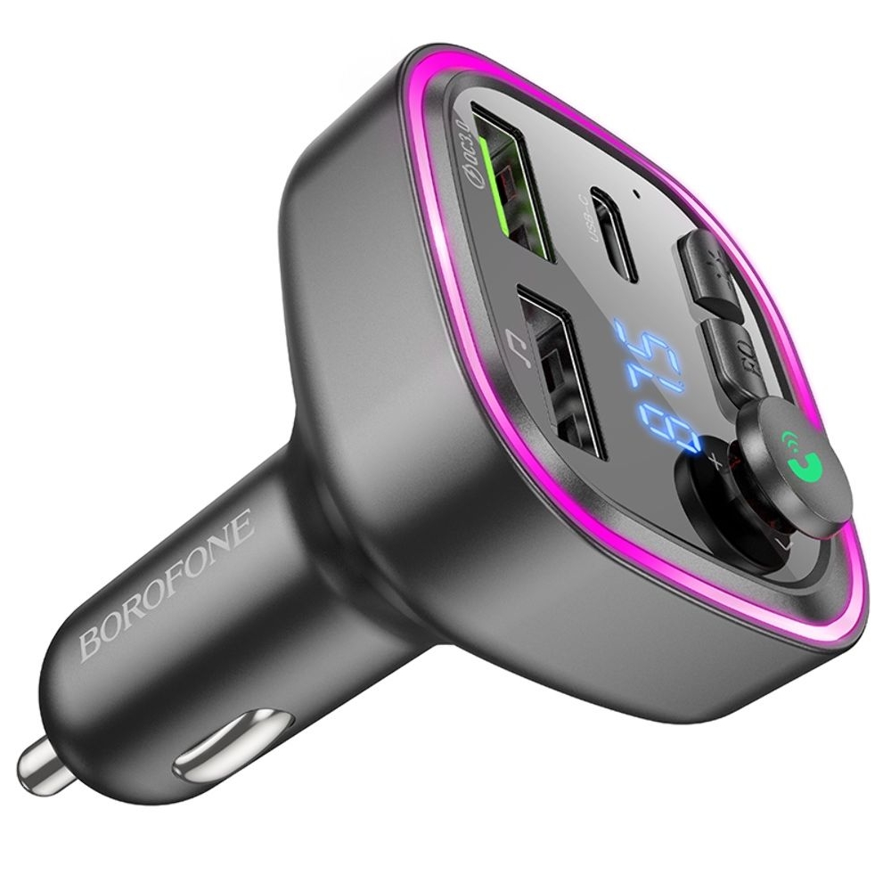 ������������� �������� ������� Borofone BC48, 2 USB, 1 Type-C, Quick Charge 3.0, + c FM-�����������, ������ | �������, �������� ����������