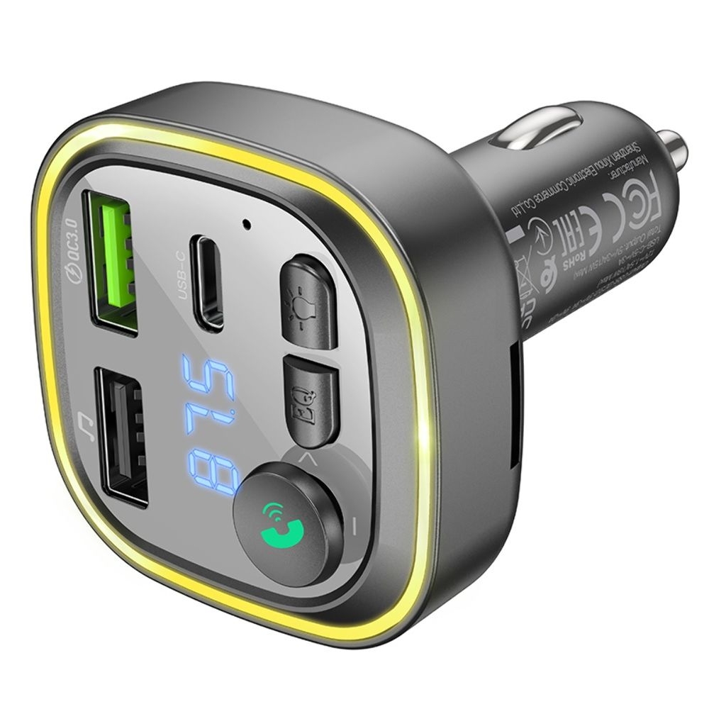 ������������� �������� ������� Borofone BC48, 2 USB, 1 Type-C, Quick Charge 3.0, + c FM-�����������, ������ | �������, �������� ����������