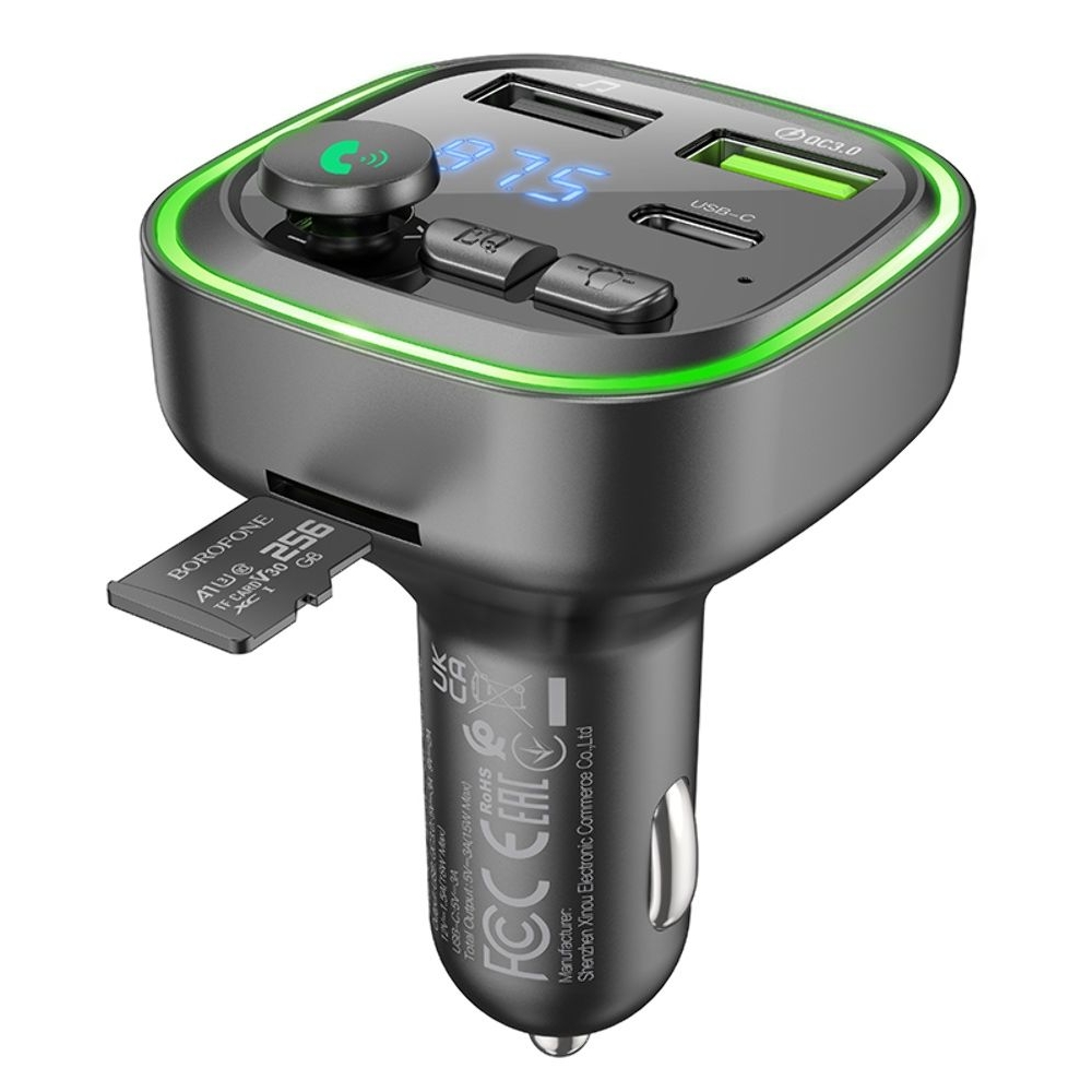 ������������� �������� ������� Borofone BC48, 2 USB, 1 Type-C, Quick Charge 3.0, + c FM-�����������, ������ | �������, �������� ����������