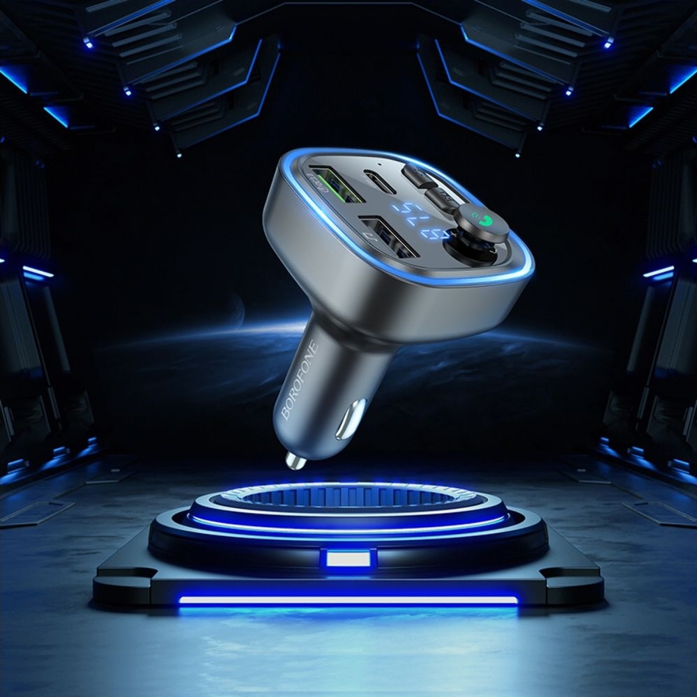 ������������� �������� ������� Borofone BC48, 2 USB, 1 Type-C, Quick Charge 3.0, + c FM-�����������, ������ | �������, �������� ����������