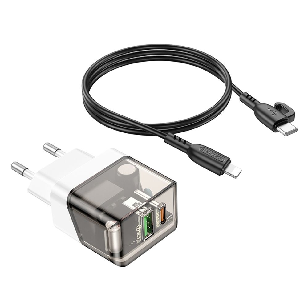 ������� �������� ���������� Borofone BA80A USB, Type-C, PD QC ���������-, ������ + ������, Type-C �� Lightning